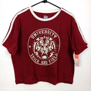 Colsie Top University Track Field Tiger Graphic Crop Red Size XL T-shirt NWT